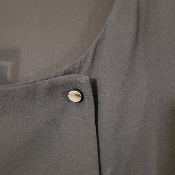 ZARA black lightweight snap front sheer back zippered pockets moto style jacket - Picture 4 of 8